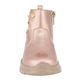 BOTA COQUETA PARA NIÑA EN SINTÉTICO COLOR ORO ROSADO NEMO CON DETALLE DE ESTRELLA