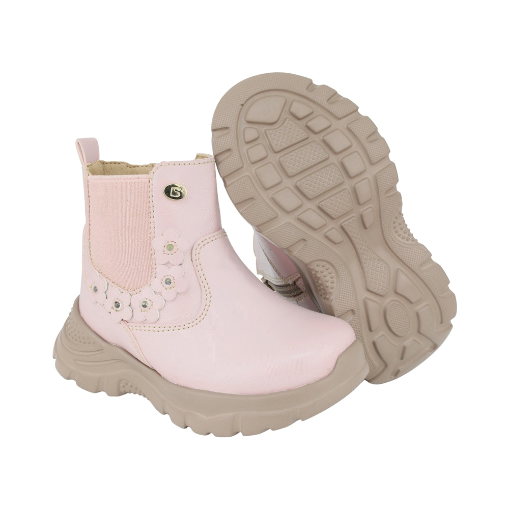 BOTA COQUETA PARA NIÑA EN SINTÉTICO COLOR ROSA NEMO CON ELÁSTICO