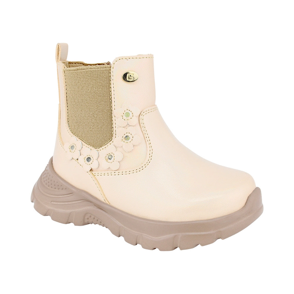 BOTA COQUETA PARA NIÑA EN SINTÉTICO COLOR ORO NEMO CON ELÁSTICO