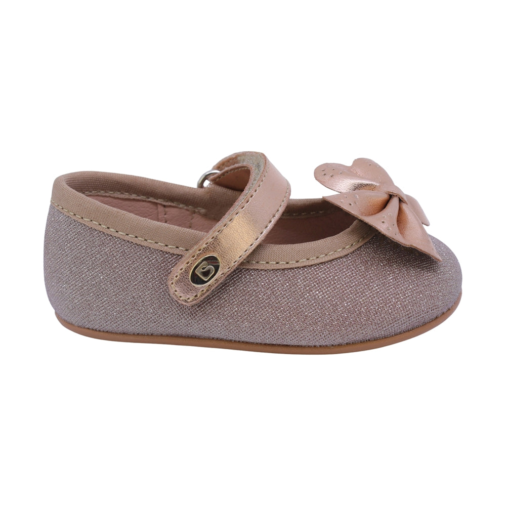 BALERINA COQUETA PARA NIÑA COLOR ORO ROSADO DE SINTÉTICO PEQUE CON TIRA DE CONTACTO