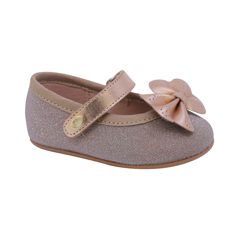 BALERINA COQUETA PARA NIÑA COLOR ORO ROSADO DE SINTÉTICO PEQUE CON TIRA DE CONTACTO