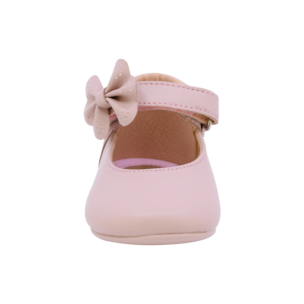 ZAPATO COQUETA PARA NIÑA DE SINTÉTICO COLOR ROSA PEUQUE CON MOÑO DECORATIVO