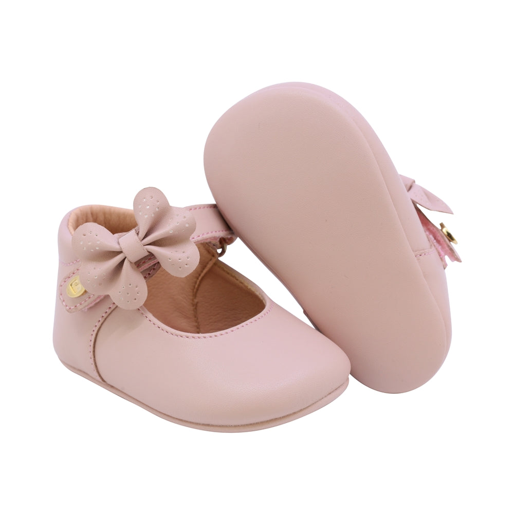 ZAPATO COQUETA PARA NIÑA DE SINTÉTICO COLOR ROSA PEUQUE CON MOÑO DECORATIVO