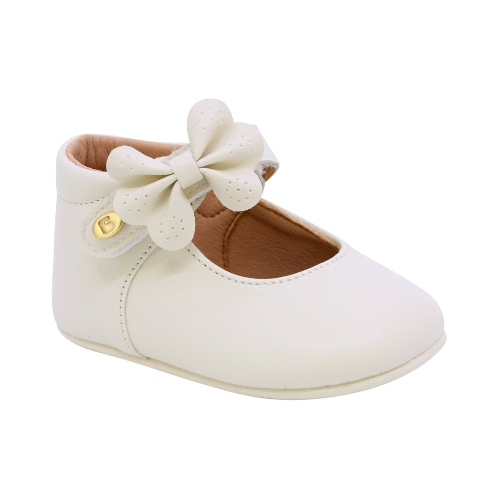 ZAPATO COQUETA PARA NIÑA DE SINTÉTICO COLOR BEIGE PEUQUE CON MOÑO DECORATIVO