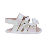 SANDALIA COQUETA PARA NIÑA COLOR PERLA DE SINTÉTICO PETIT CON TIRA DE CONTACTO