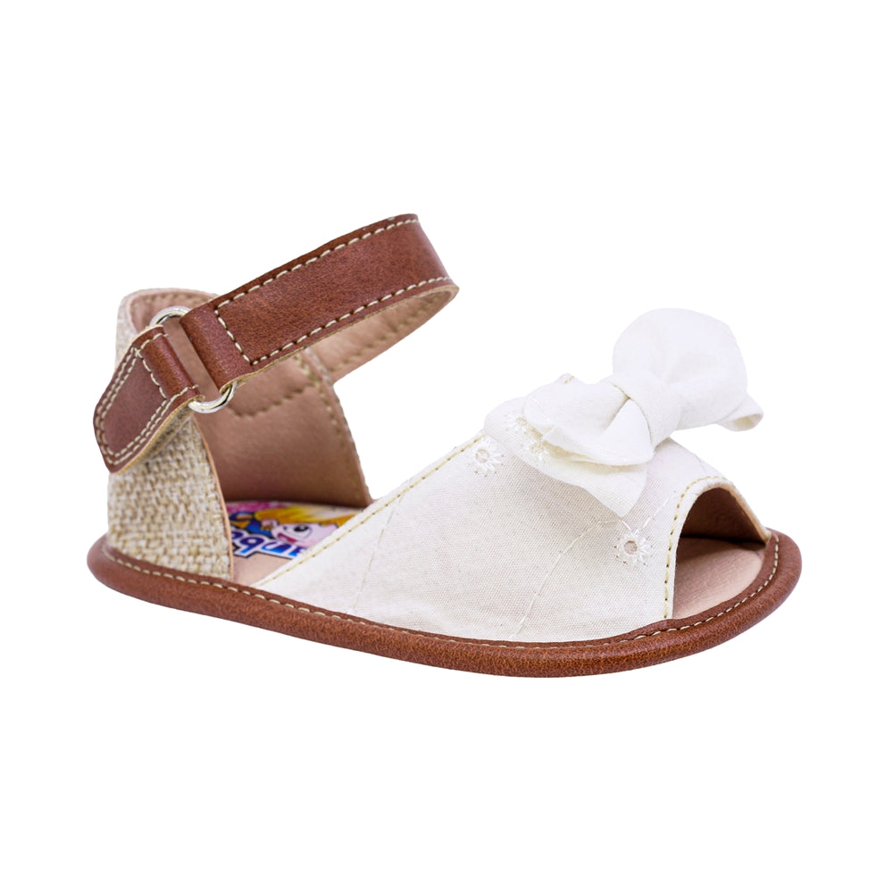SANDALIA COQUETA PARA NIÑA COLOR BLANCO DE SINTÉTICO PETIT CON TIRA DE CONTACTO