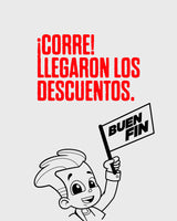 Audaz con cartel del Buen Fin 2025 y frase: ¡Corre! Llegaron los descuentos. Campaña de calzado infantil Coqueta y Audaz.